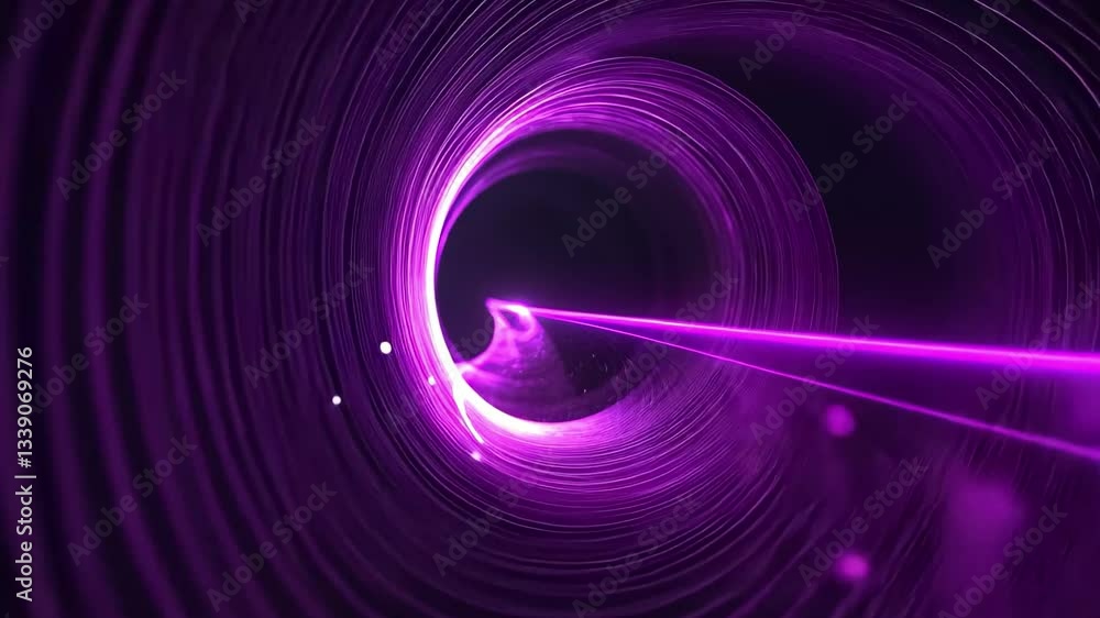 Poster explore the depth of an abstract purple wireframe wave tunnel in digital art, abstract purple wirefr