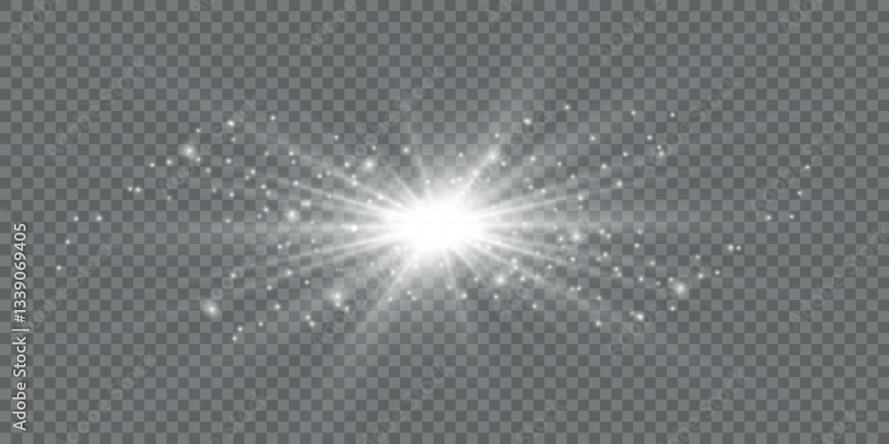 Poster white sparks glitter special light effect. vector sparkles on transparent background. christmas abst