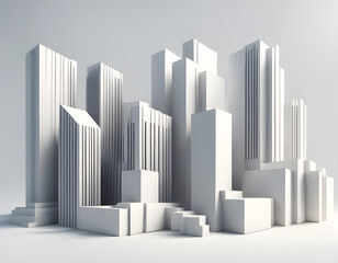 Fototapeta premium 3D illustration of abstract buildings on white backgroun