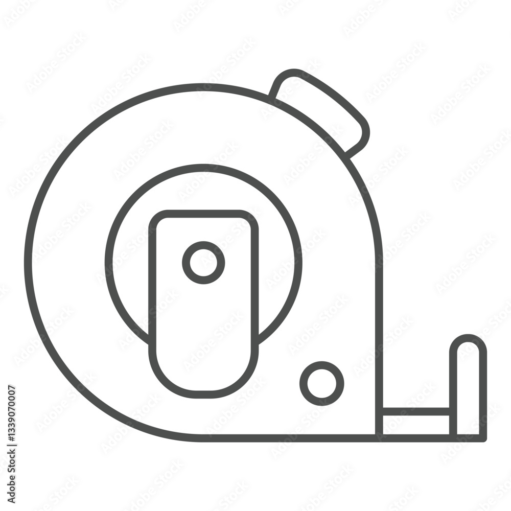 Poster measuring tape thin line icon, construction worker tools concept. vector graphics. scale meter tool 