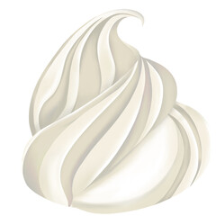 Whipped cream. White background 