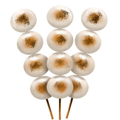 Grilled Dango mochi . White background 