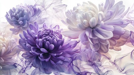 Elegant Purple and White Chrysanthemum Flowers in Dreamy Arrangement