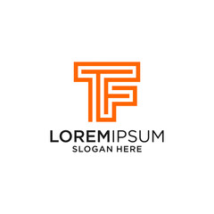 Orange and White Interlocking TF Monogram Logo Design