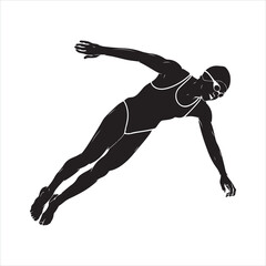 Silhouette of a swimmer diving into the water
