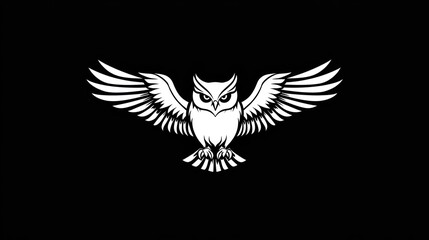 Obraz premium Owl in flight against black background; graphic design element