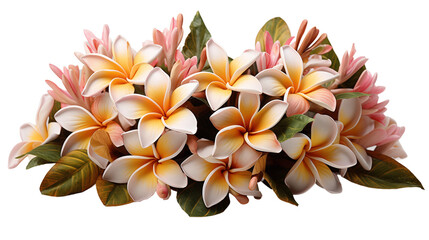 Plumeria Bouquet Soft Pastel Colors, Tropical Floral Arrangement for Elegant Nature Displays.
