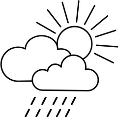 Weather Forecast Icon with Transparent Background – Cloud with Rain and Sun, Climate Change Symbol, Meteorology Graphic, Seasonal Weather Concept, Vector Art