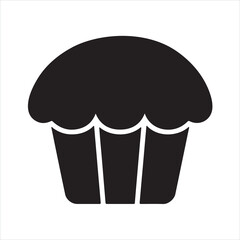 Black and white blueberry muffin Silhouette isolated on white background 
