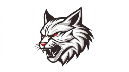 Aggressive cat head graphic design, for print media or merchandise