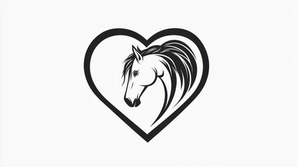 Naklejka premium Heart-shaped horse silhouette graphic design for logo or emblem
