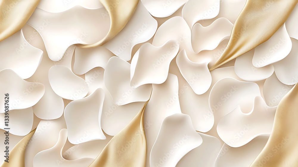 Poster elegant white and cream textured fabric design with soft curves and waves ideal for backgrounds
