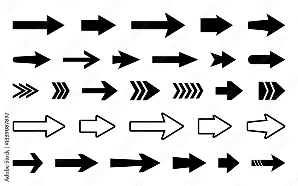 Poster arrow icon. collection of pointers. arrow icons set.