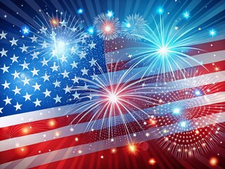 Bold Dashed Lines Independence Day Celebration Backdrop - Festive Patriotic Design