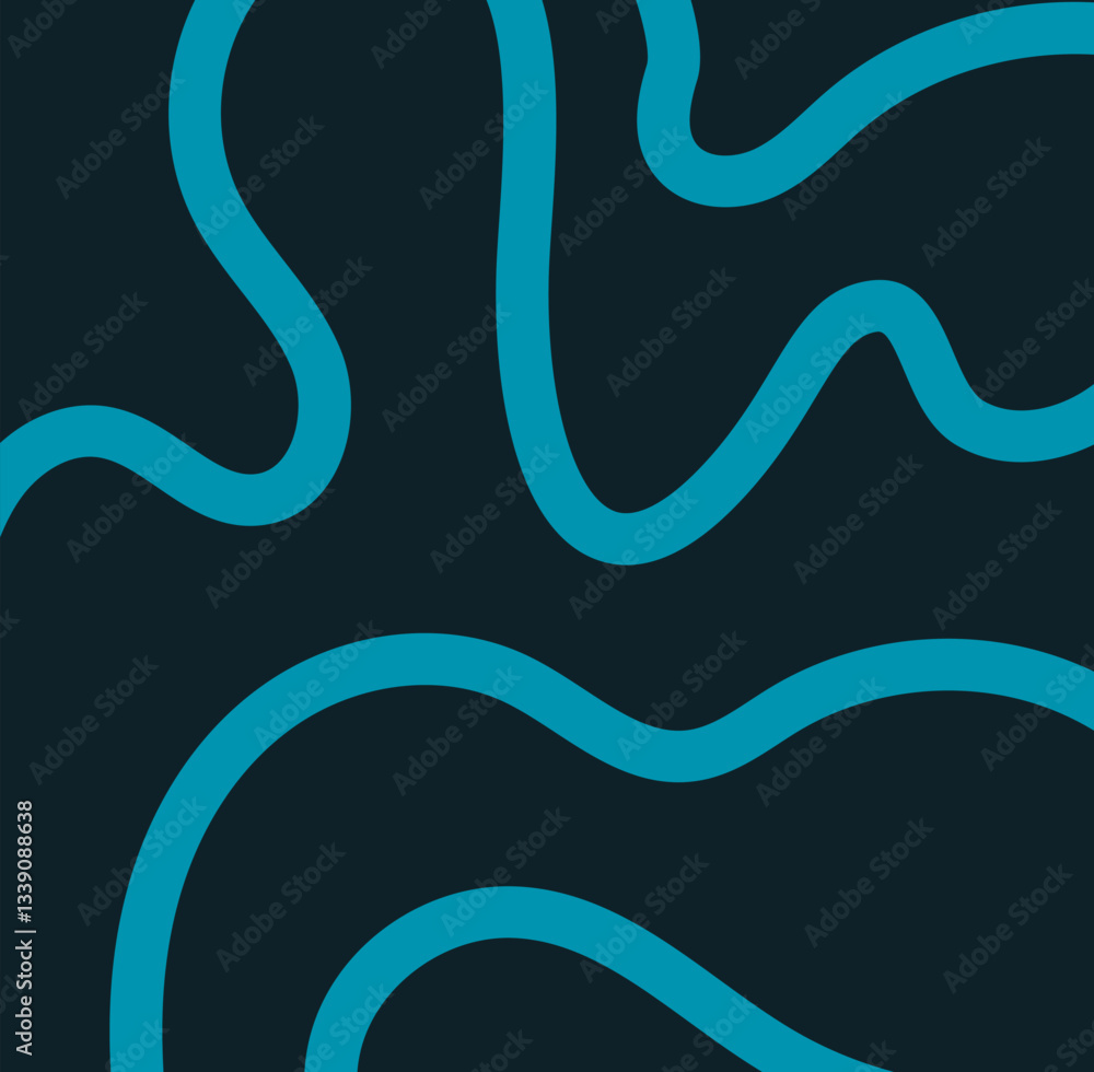 Aufkleber abstract wavy line pattern in blue on a dark background. the design features fluid, curving shapes t
