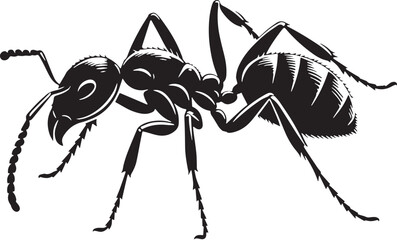 Black Ant Silhouette Vector, High Quality Illustration on White Background