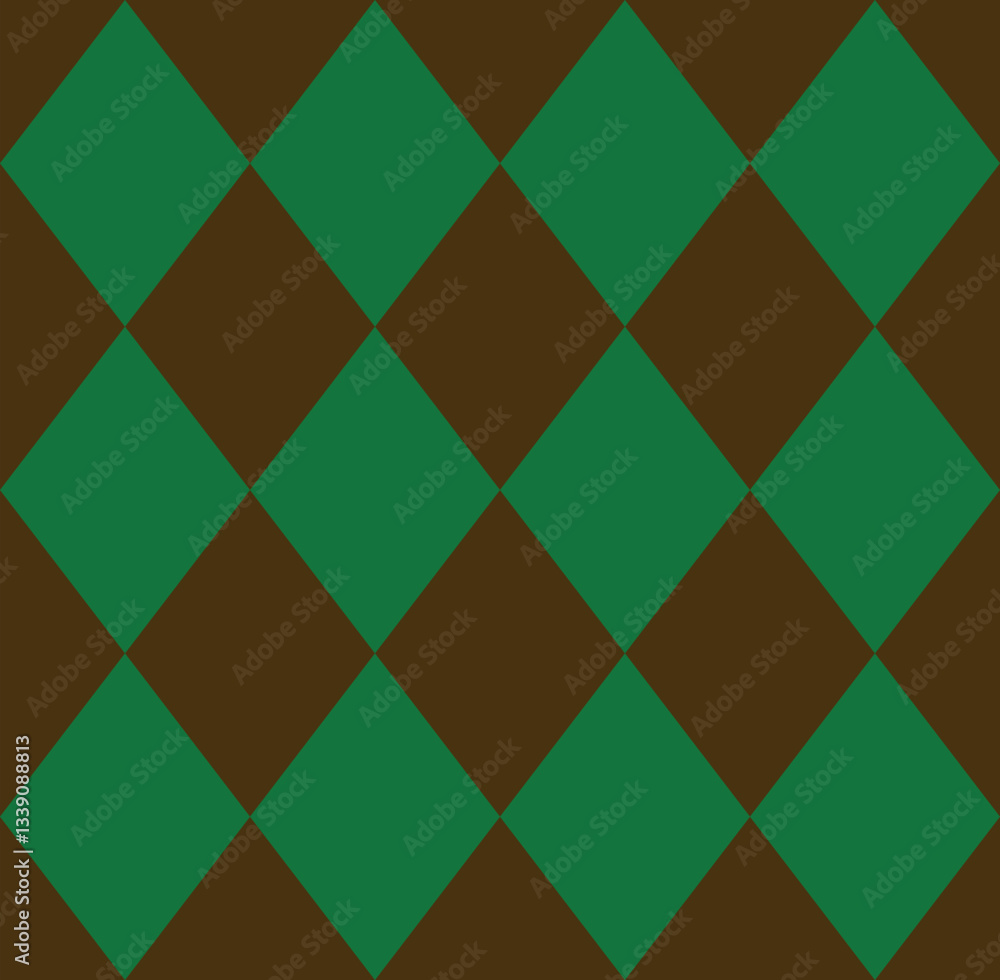 Aufkleber seamless geometric pattern featuring green and brown diamond shapes arranged in a symmetrical layout