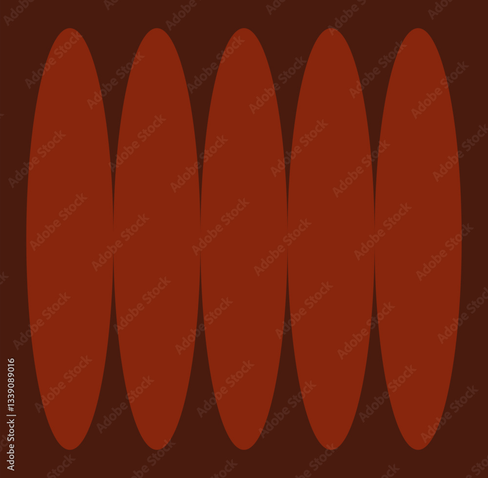 Poster abstract geometric pattern with overlapping brown and dark red ovals on a darker background. modern 