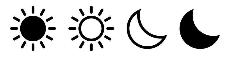 Sun and moon icons set.
