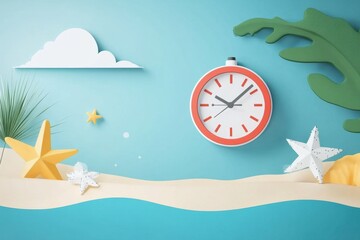 Summer Forward Time banner with clocks , poster of summer vacations