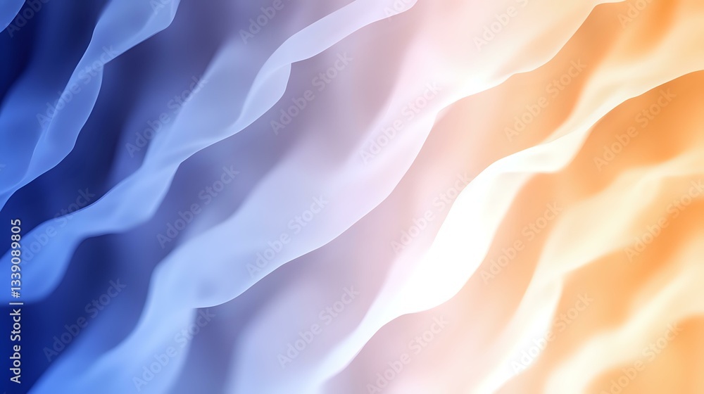 Poster smooth wavy gradient pattern transitioning from deep blue to soft peach colors with gentle flowing l