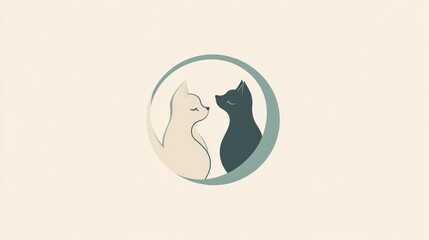 Obraz premium Yin-yang cats inside a circle, representing love, balance, harmony, and partnership; for greeting cards