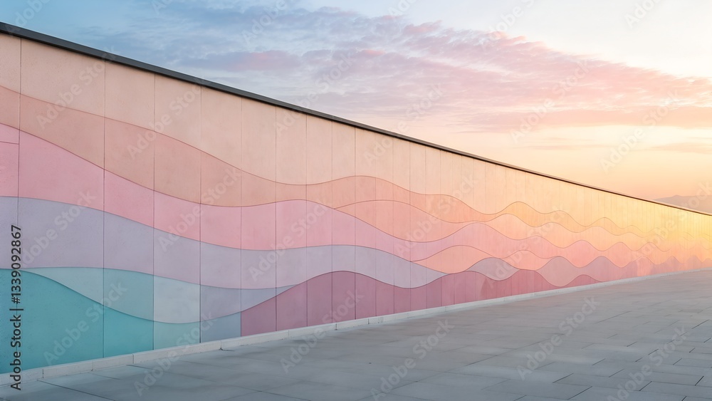 Aufkleber smooth gradient abstract wall with soft pastel hue colorful abstract wall design with soft waves and