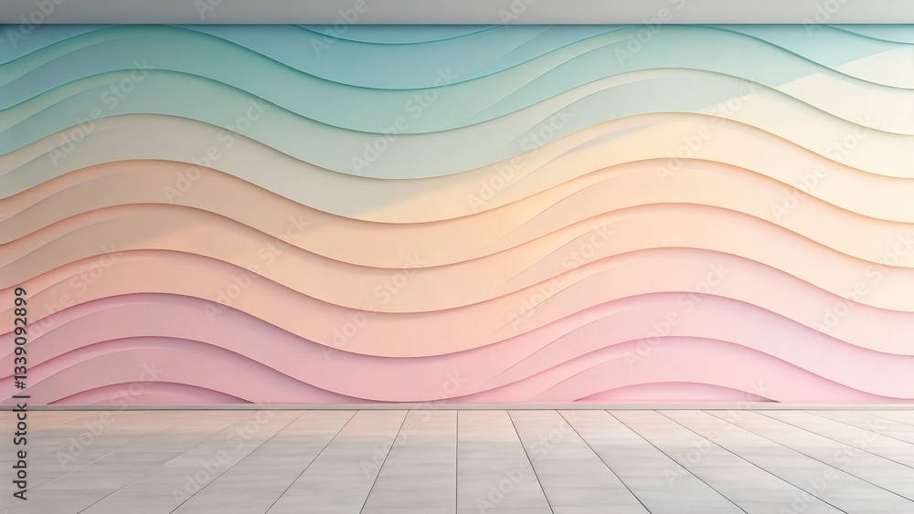 Aufkleber smooth gradient abstract wall with soft pastel hue abstract wavy wall design in pastel colors create