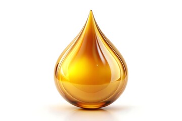 A Radiant Golden Drop Of Liquid, Glistening With Inner Light Against A Pristine White Background, Symbolizing Purity And Energy