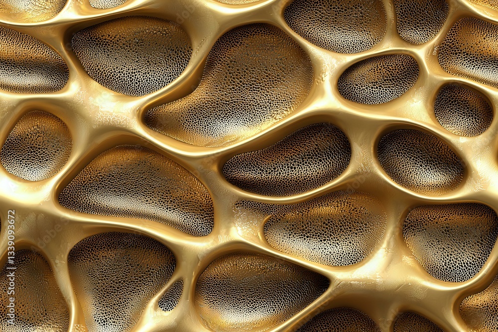 Poster extreme close-up of organic honeycomb-like structure showing golden cellular pattern with textured s