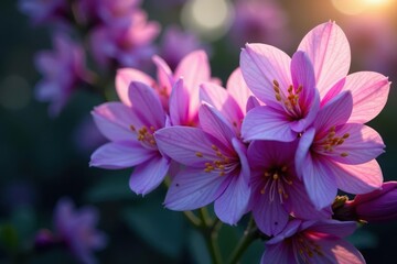 Fototapeta premium A profusion of purple blossoms, delicate petals unfurling, flower texture, romantic, blooming flowers
