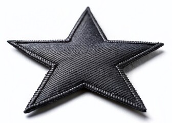 Obraz premium Black Star Fabric Patch: High-Resolution Detailed Close-up Stock Photo