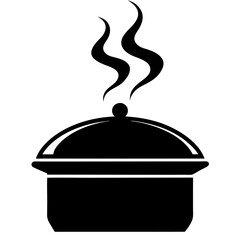 cooking pot with smoke lid steam icon on white background 