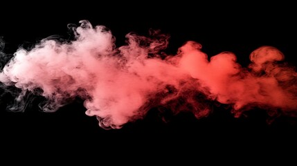 Red Smoke Wave Against Black Background. Abstract Art