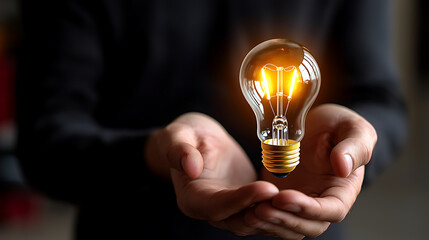 A person is holding a light bulb in their hand. AI Generated