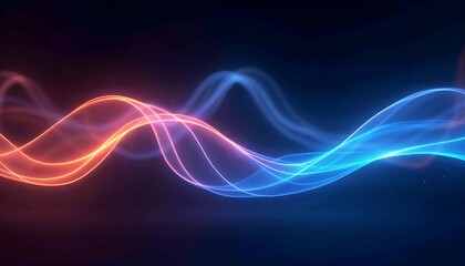 Abstract Glowing Wave Pattern with Vibrant Gradient From Red to Blue