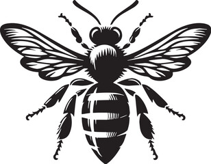 Obraz premium Black Bee Silhouette Vector, High Quality Illustration on White Background