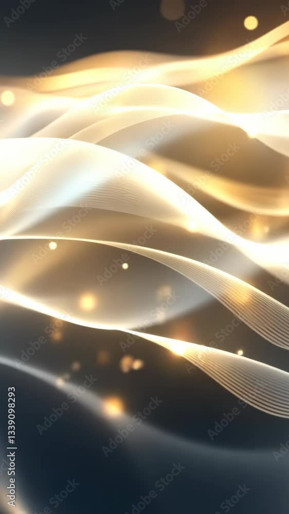 Poster elegant flowing waves with shimmering light in an abstract setting at dusk