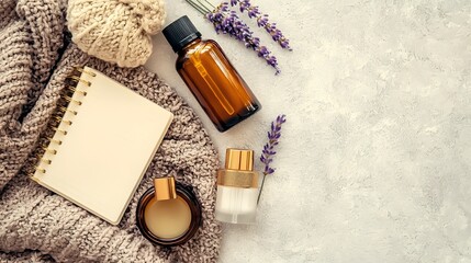 Soothing Skincare and Gratitude Flat Lay on Neutral Background