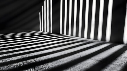 Elegant Striped Shadows from Sunlight Filtering Through Window Blinds