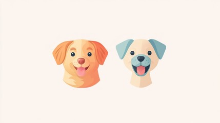 Happy dogs, heads, white background, pet adoption