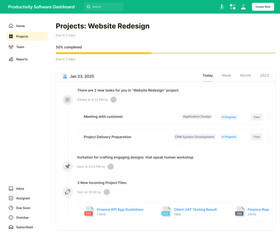 Obraz premium Productivity Software Dashboard, Task Management Panel, Workflow Organizer, Efficiency Tracking System, Work Performance Monitor, Project Management Interface, Business & Time Tracking Dashboard