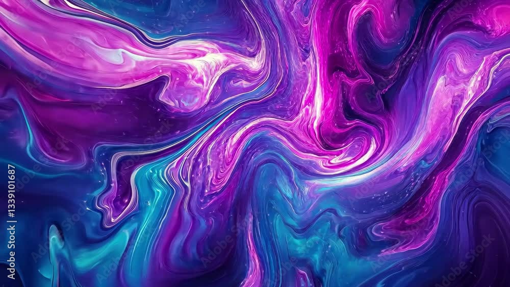 Fototapete vibrant abstract neon swirls in a seamless background design showcasing colorful fluid patterns, 4k 