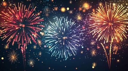Fototapeta premium Vibrant fireworks celebration at night for festive holiday events