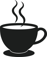 Steaming Coffee Cup Silhouette Vector – Minimalist Café and Beverage Illustration