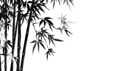 Naklejka premium Elegant bamboo ink art on white background for botanical design