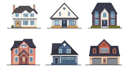 Collection of charming house illustrations for real estate and interior design inspiration