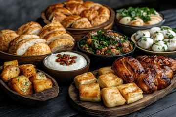 Delicious Assortment of Bread and Savory Appetizers
