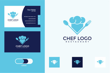 Pixel Art Chef Logo Design with Business Cards