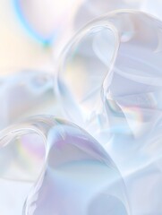 A refined, glowing artwork with cool pastel blue and soft lavender hues. Weightless, flowing reflections and subtle transparency enhance its calming effect.
